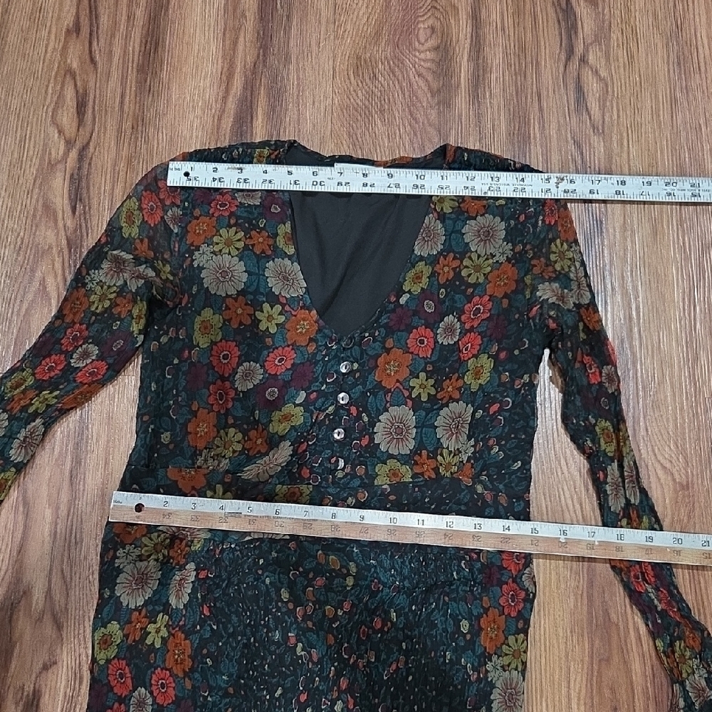 Maison Hotel Elegant Floral Long Sleeve Dress Size Small - Picture 3 of 9